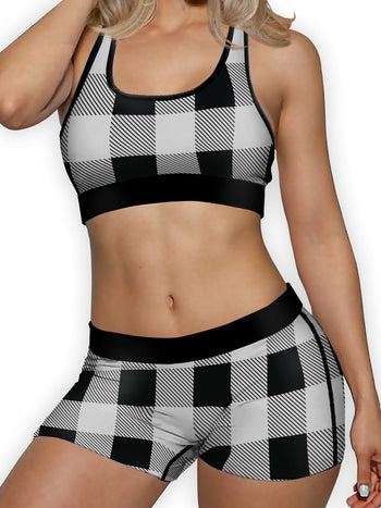 Black White Plaid Boyshort