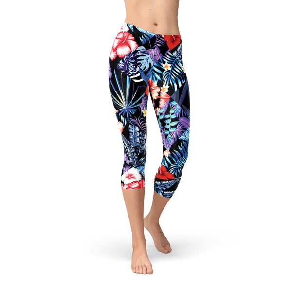 Tropical Floral Capri Leggings