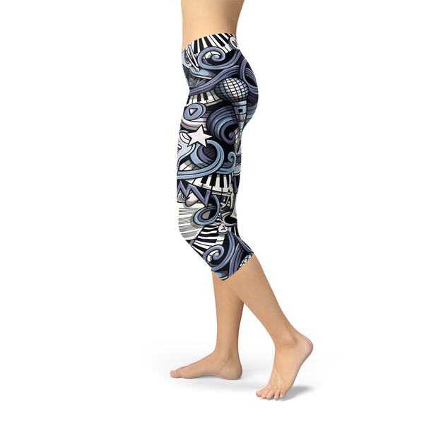 Music Blue Capri Leggings