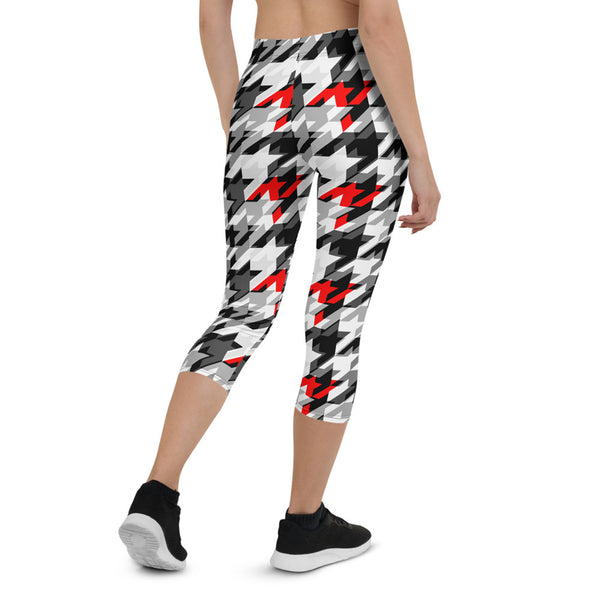 Sports Houndstooth Capri Leggings