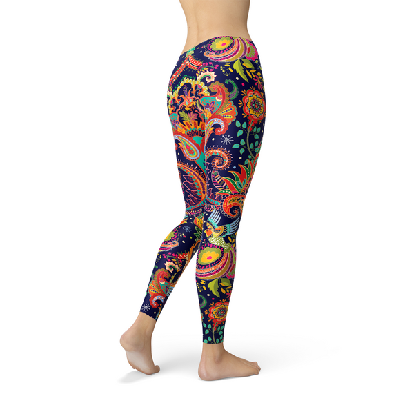 Ornamental Blue Paisley Leggings