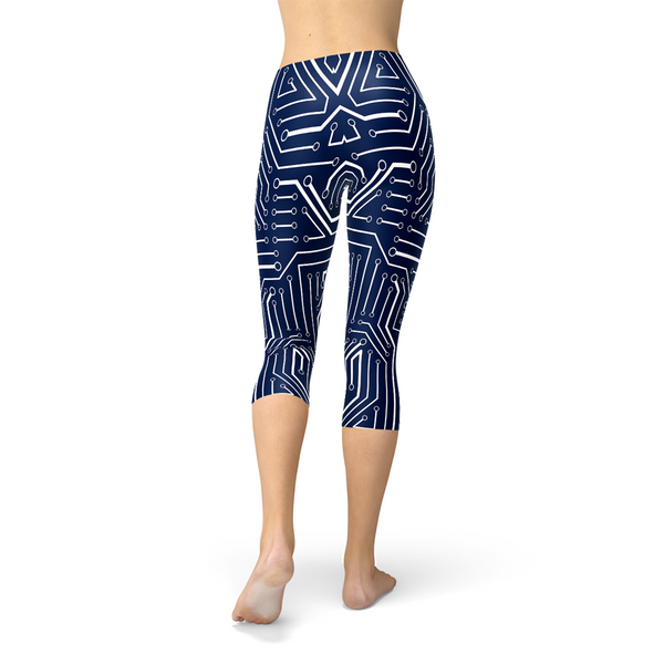 Navy Blue Circuit Capri Leggings