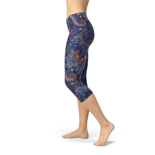 Paisley Butterfly Capri Leggings