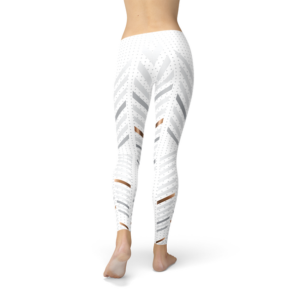 Sporty Striped White Leggings