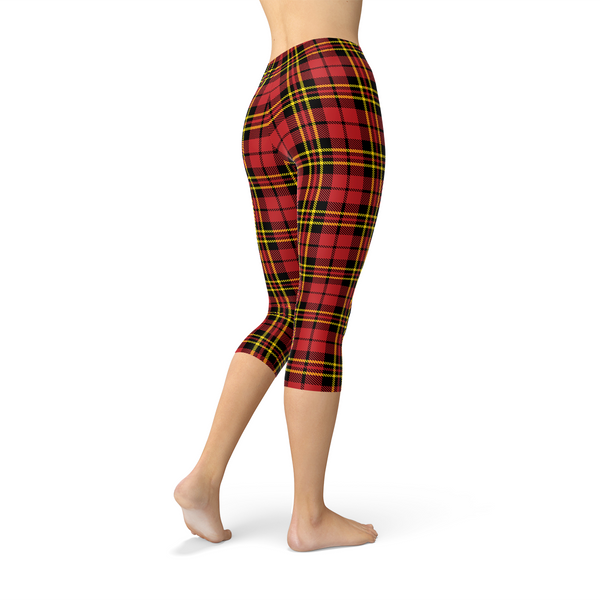 Red Plaid Tartan Capri Leggings