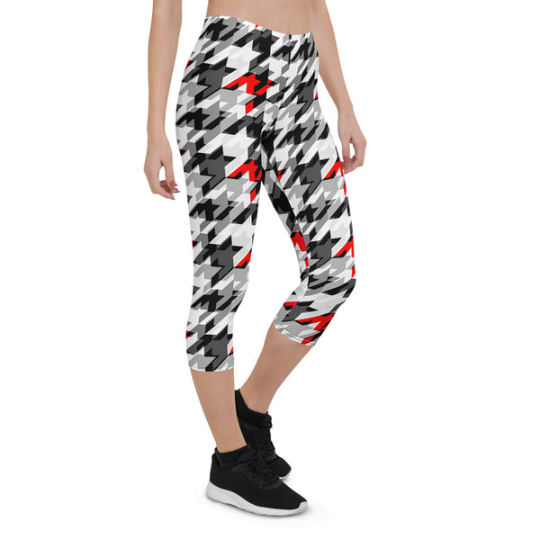 Sports Houndstooth Capri Leggings