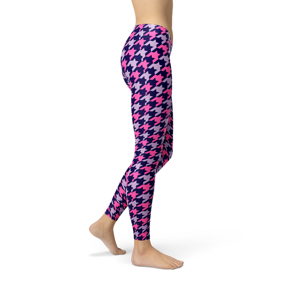 Pink Purple Houndstooth Leggings