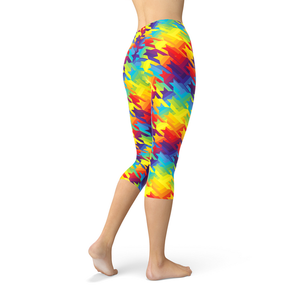 Rainbow Houndstooth Capri Leggings