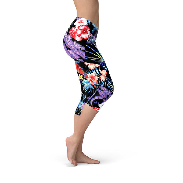 Tropical Floral Capri Leggings