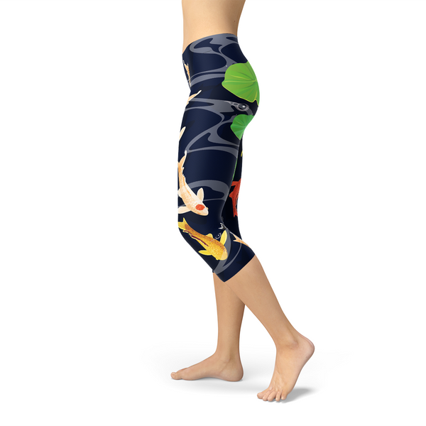 Koi Fish in Pond Capri Leggings