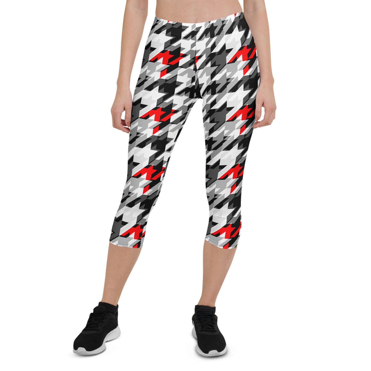 Sports Houndstooth Capri Leggings