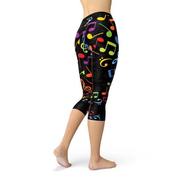 Colorful Music Notes Capri Leggings