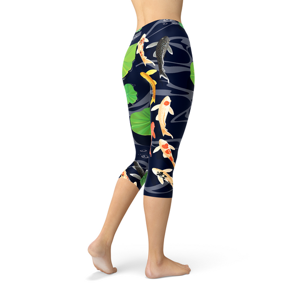 Koi Fish in Pond Capri Leggings