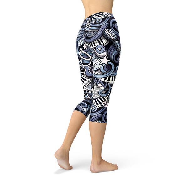 Music Blue Capri Leggings