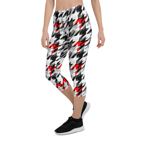 Sports Houndstooth Capri Leggings