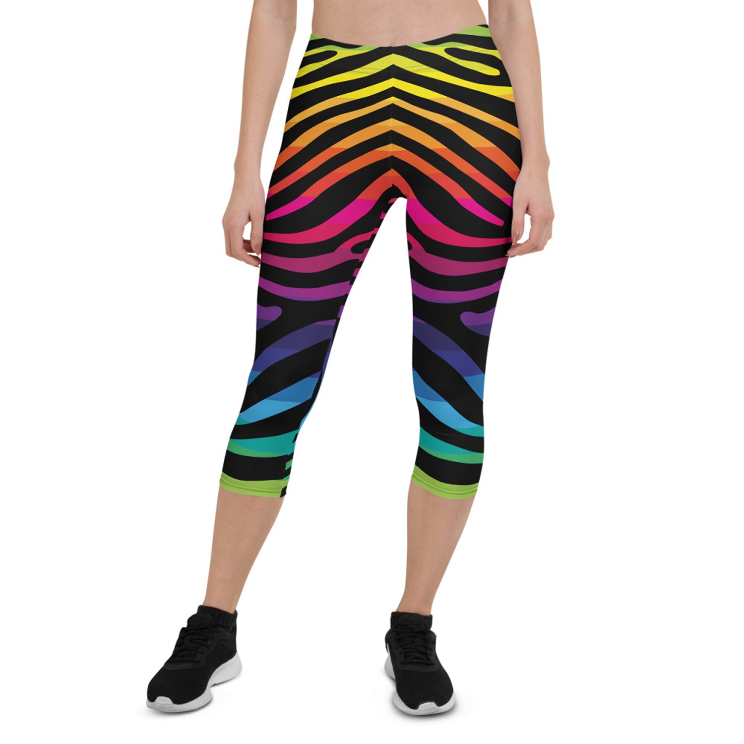 Rainbow Zebra Capri Leggings