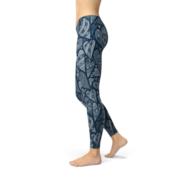 Blue Hearts on Hearts Leggings