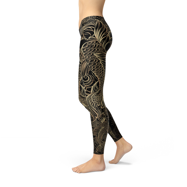 Koi Fish Black Leggings