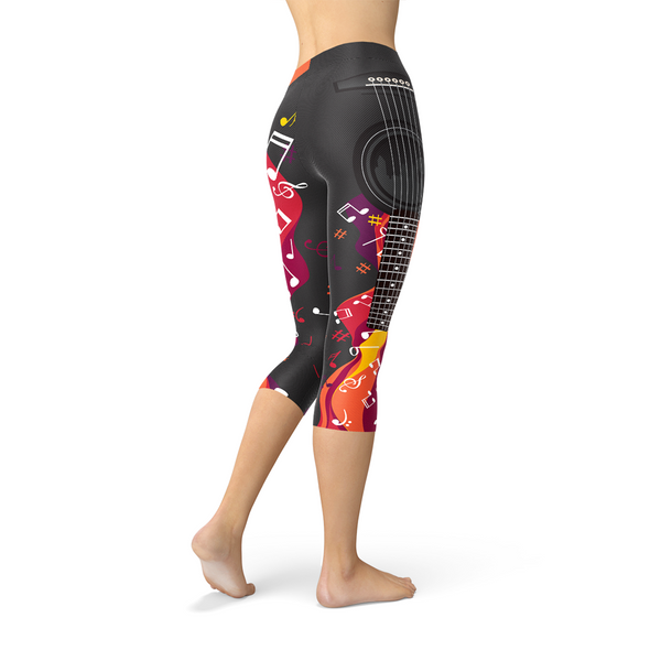 Guitar and Music Note Capri Leggings