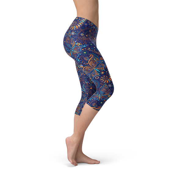 Paisley Butterfly Capri Leggings