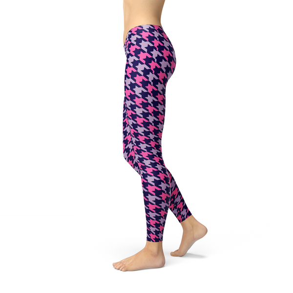 Pink Purple Houndstooth Leggings