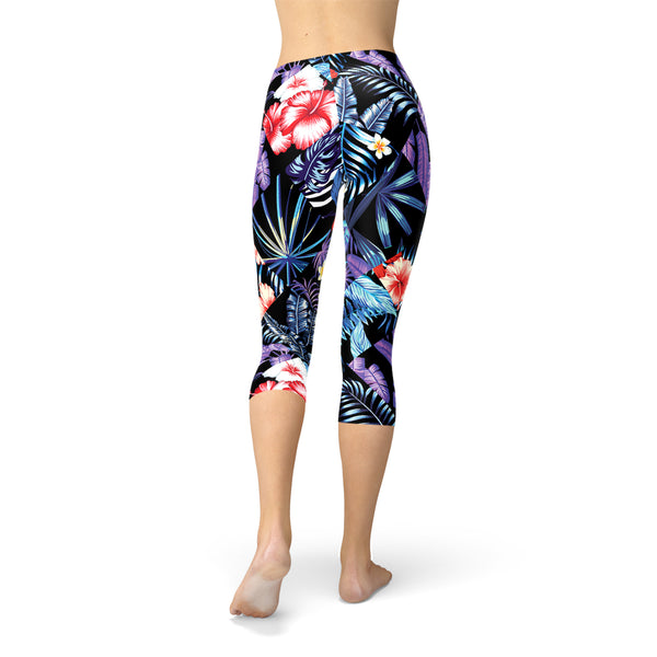 Tropical Floral Capri Leggings