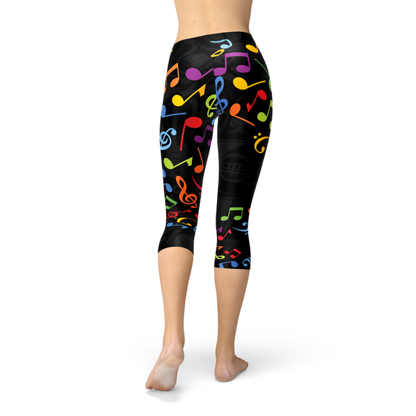 Colorful Music Notes Capri Leggings