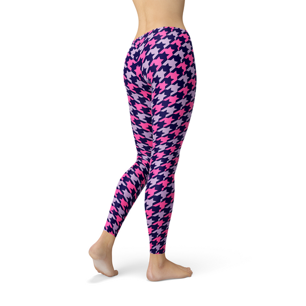 Pink Purple Houndstooth Leggings