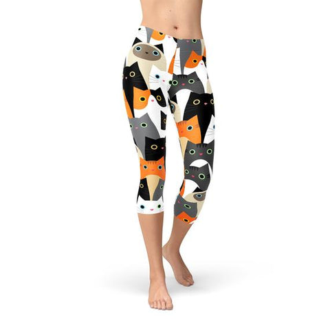 All Over Print Cats Capri Leggings