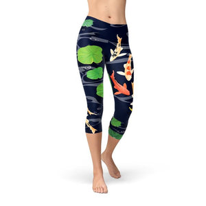 Koi Fish in Pond Capri Leggings