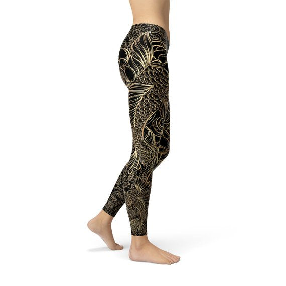 Koi Fish Black Leggings