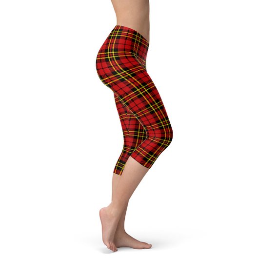 Red Plaid Tartan Capri Leggings