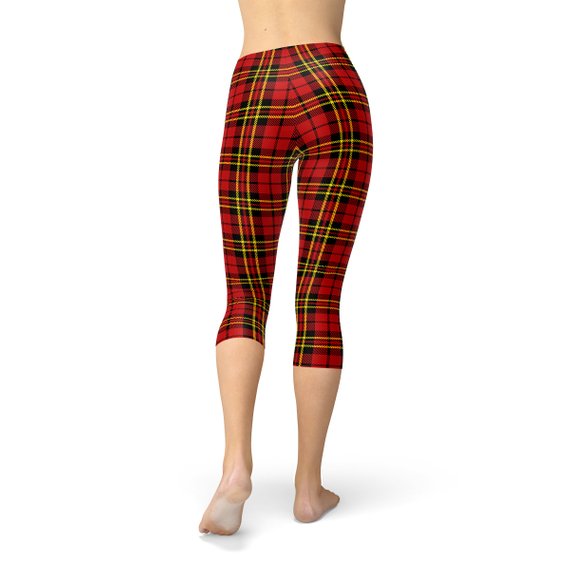 Red Plaid Tartan Capri Leggings