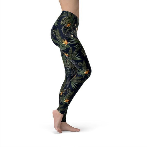 Bird of Paradise Black Leggings