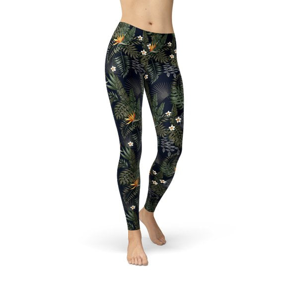 Bird of Paradise Black Leggings