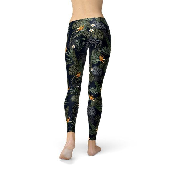 Bird of Paradise Black Leggings