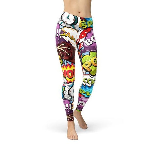 Comic Book Explosions Leggings