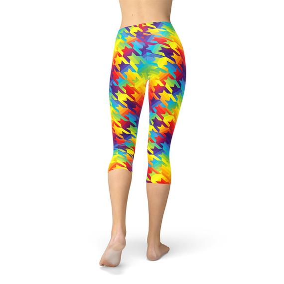 Rainbow Houndstooth Capri Leggings