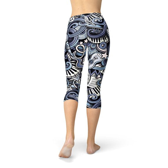 Music Blue Capri Leggings