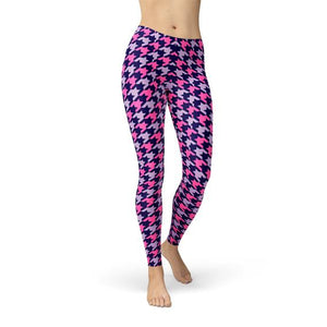 Pink Purple Houndstooth Leggings