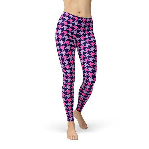 Pink Purple Houndstooth Leggings