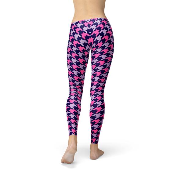 Pink Purple Houndstooth Leggings