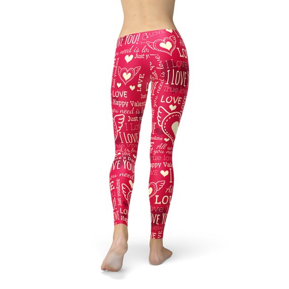 Love Hearts Red Leggings