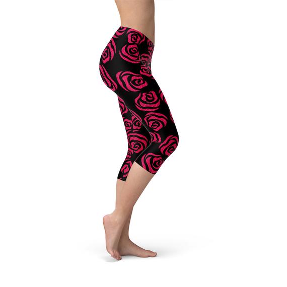 Red Roses Capri Leggings