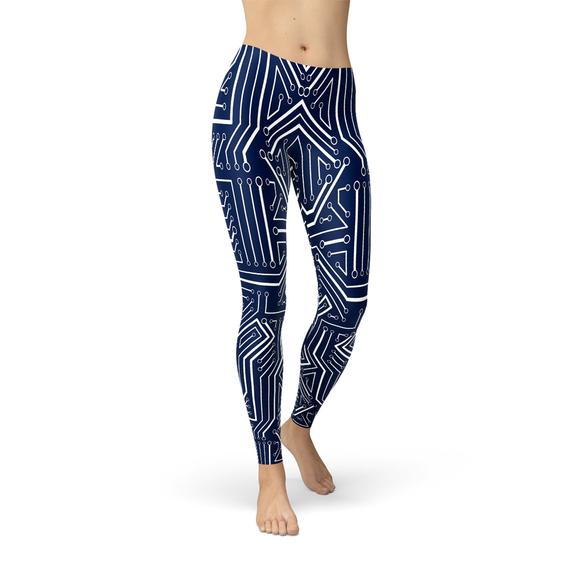 Navy Blue Circuit Leggings