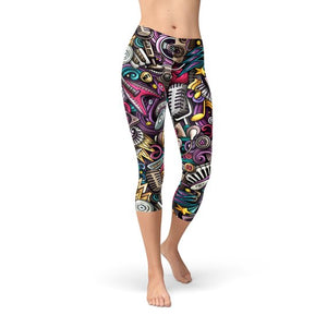 Grunge Rock n Roll Capri Leggings