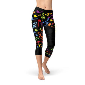 Colorful Music Notes Capri Leggings