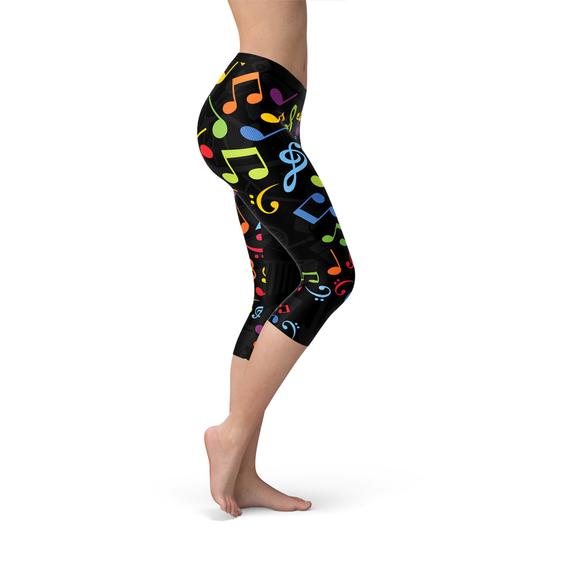 Colorful Music Notes Capri Leggings