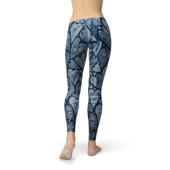 Blue Hearts on Hearts Leggings