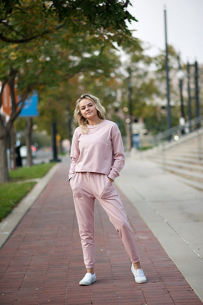 2 Piece Jogger Set in Blush Pink